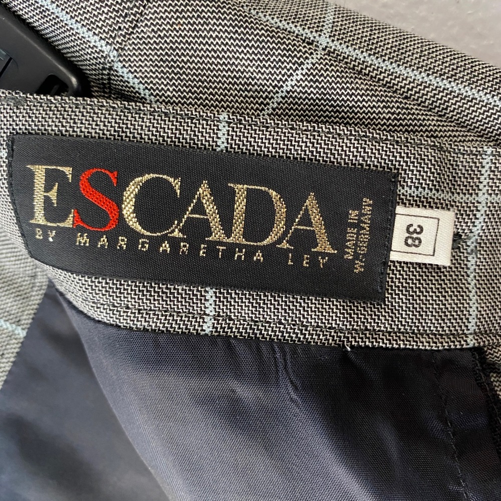 Escada Margaretha Ley Vintage Plaid Midi Skirt Grey Windowpane West Germany 38 - Picture 3 of 13
